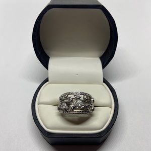 Solid 14kt White Gold Diamond Band